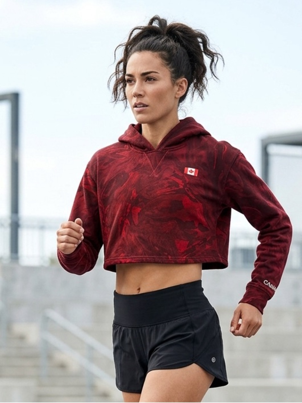 Lululemon All Yours Cropped Hoodie Team Canada Olympic Marble Red